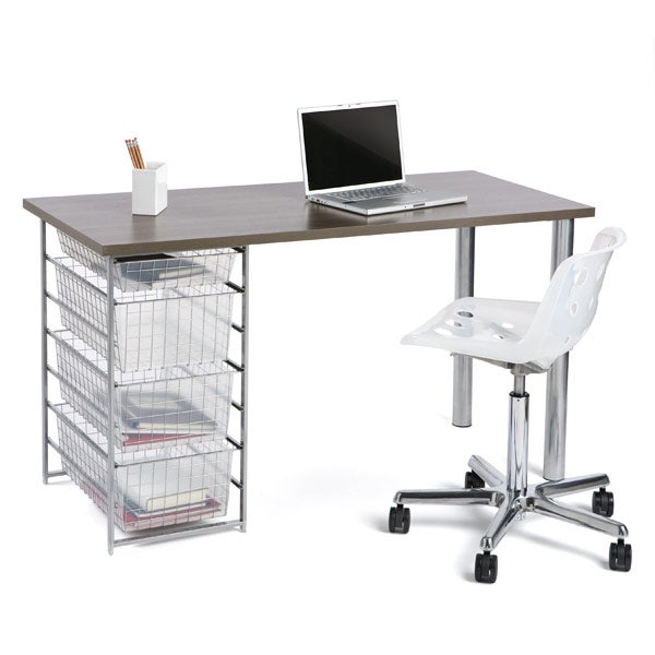 elfa Component Desk Driftwood & Platinum