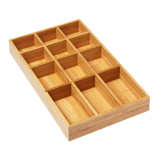 12-Section Shallow Tray Bamboo