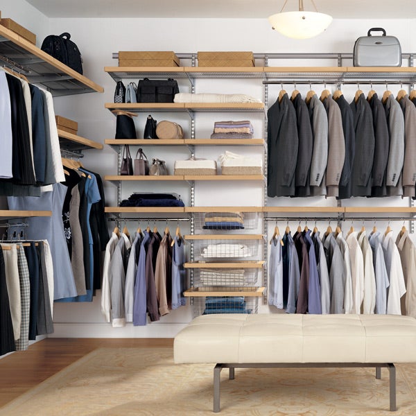 elfa decor Walk-In Closet Birch & Platinum