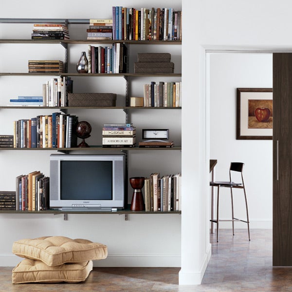 elfa Living Room Shelving Driftwood & Platinum