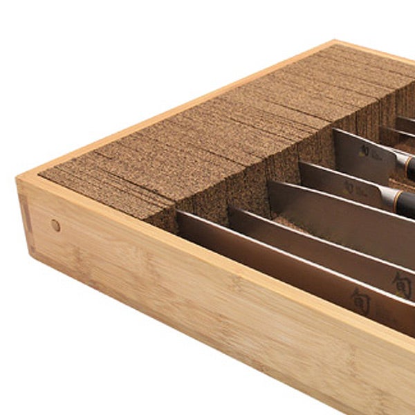 knifedock small bamboo in drawer knife dock