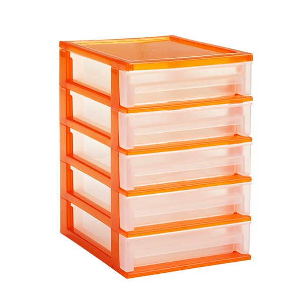 5-Drawer Desktop Organizer Clear/Orange