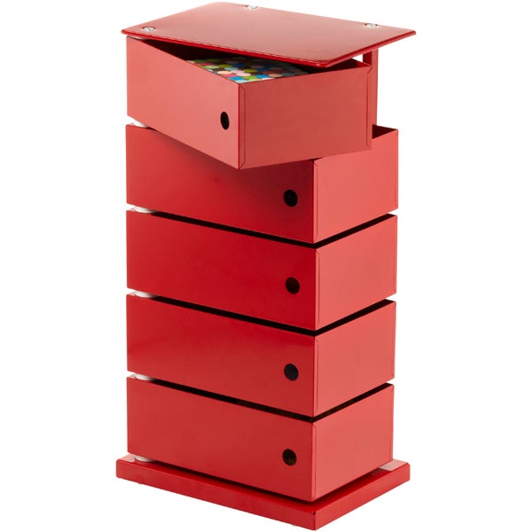 5-Bin Storage Tower Red