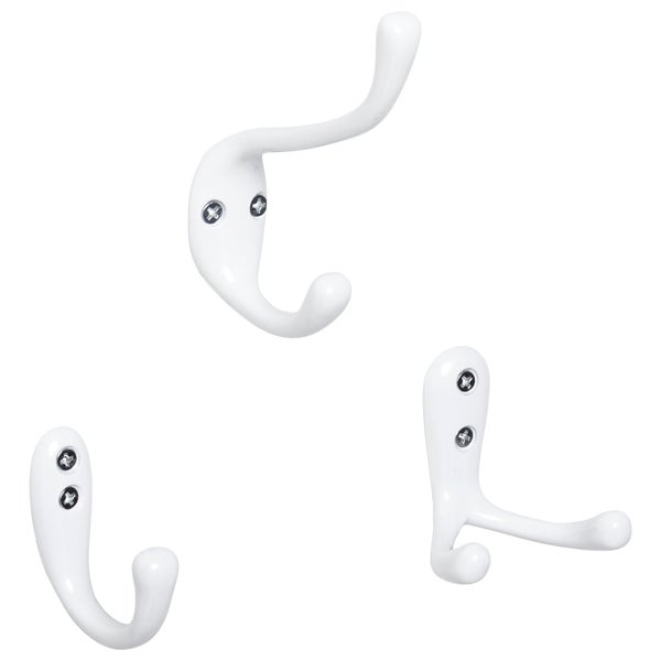 White Wall-Mounted Hooks
