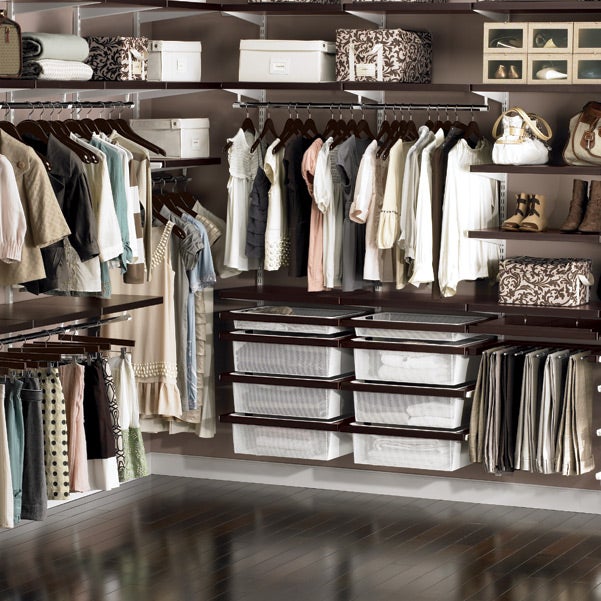 elfa decor Walk-In Closet Walnut & White