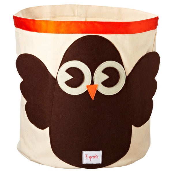 Owl Canvas Bin Brown/Orange