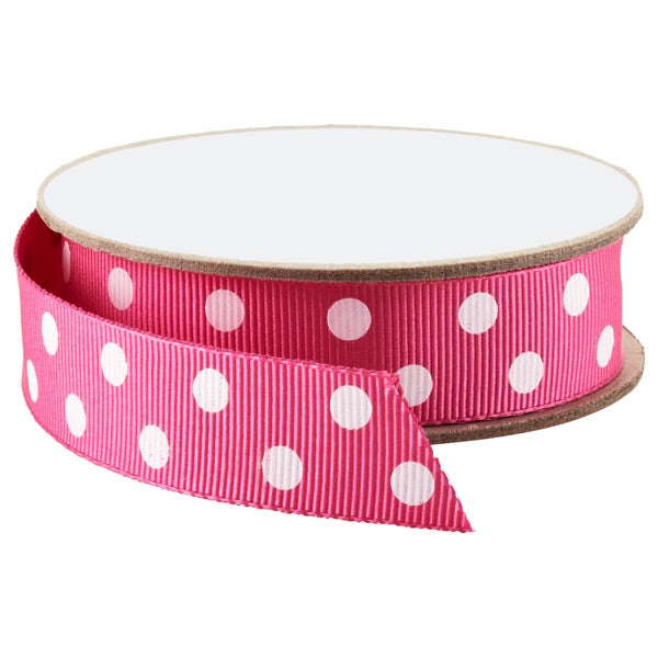 Polka Dot Grosgrain Ribbon Fuchsia & White