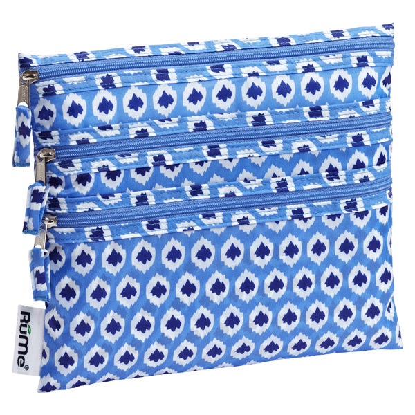 Baggie All Zippered Pouch Blue Ikat