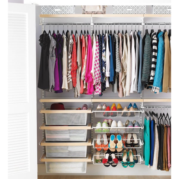 elfa Reach-In Clothes Closet Birch & White