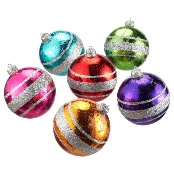 Ball with Glitter Bands Tie-On