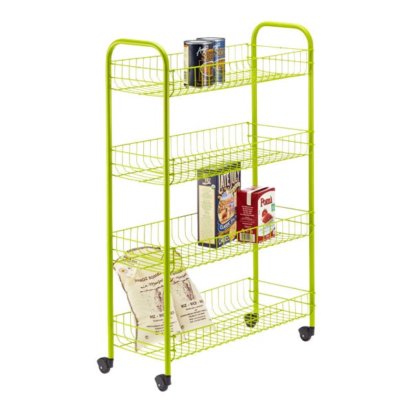 4-Tier Slim Rolling Cart Green