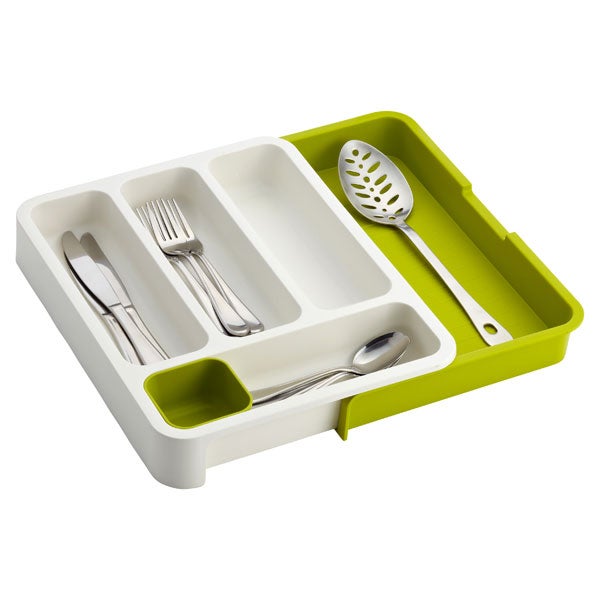 Expandable DrawerStore&trade; Cutlery Tray Green/White