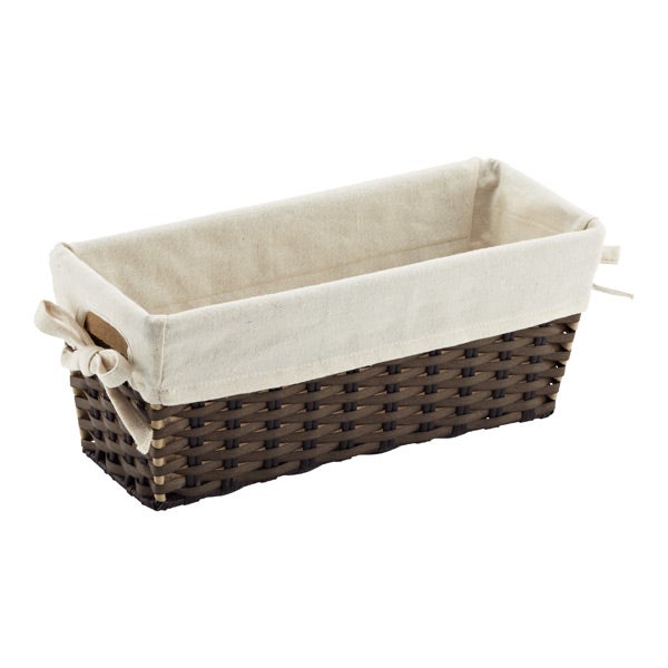 Rectangle Faux Rattan  Bin w/ Liner Brown