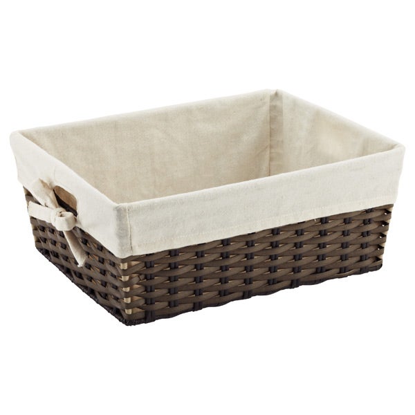 Rectangle Faux Rattan Bin w/ Liner Brown