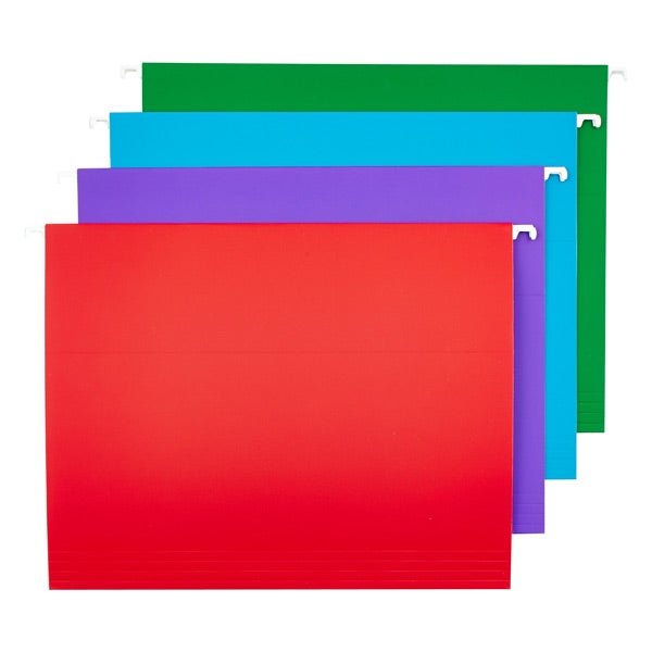Letter Size Hanging File Folders Assorted Colors Pkg/12