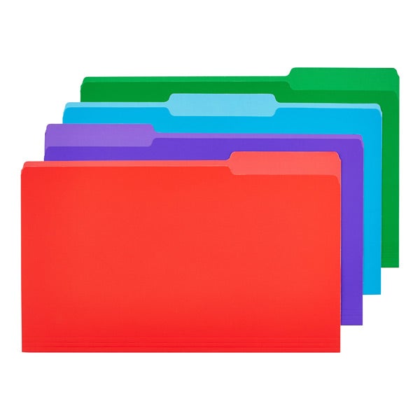Legal Size Interior File Folders Assorted Colors Pkg/12