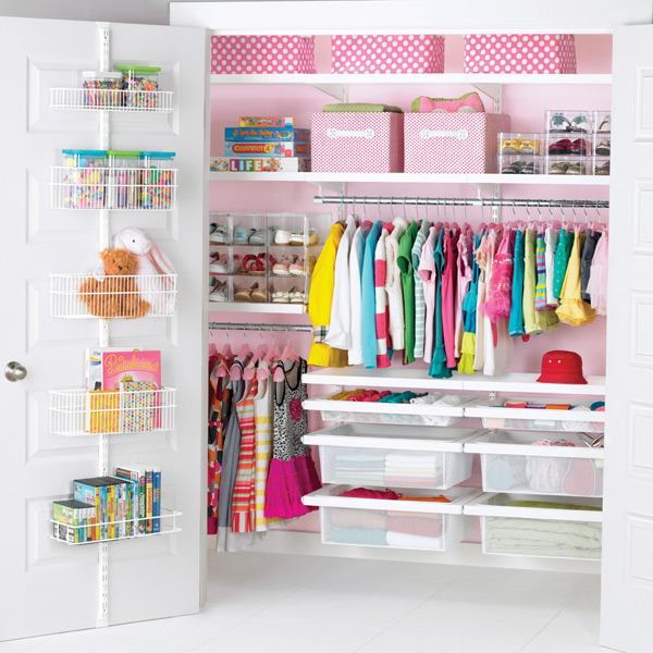 White elfa décor Girl's Reach-In Closet | The Container Store