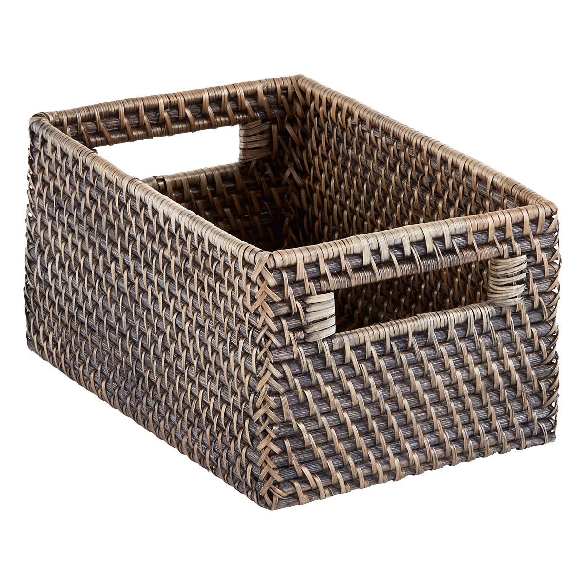Blackwash Rattan Storage Bins with Handles The Container Store