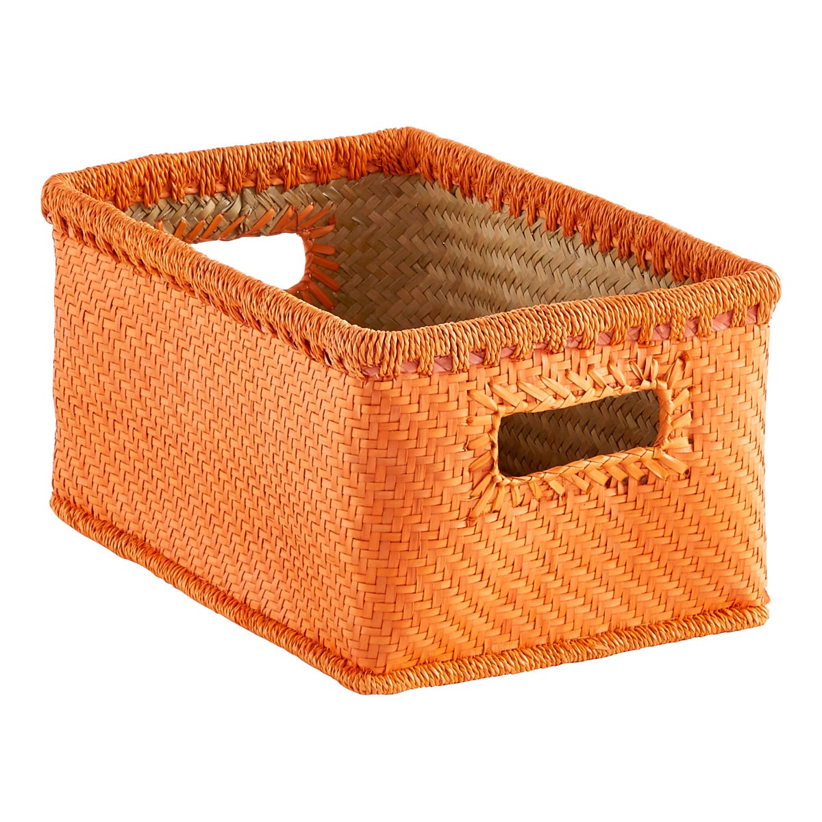Small Palm Leaf Woven Storage Bins with Handles The Container Store