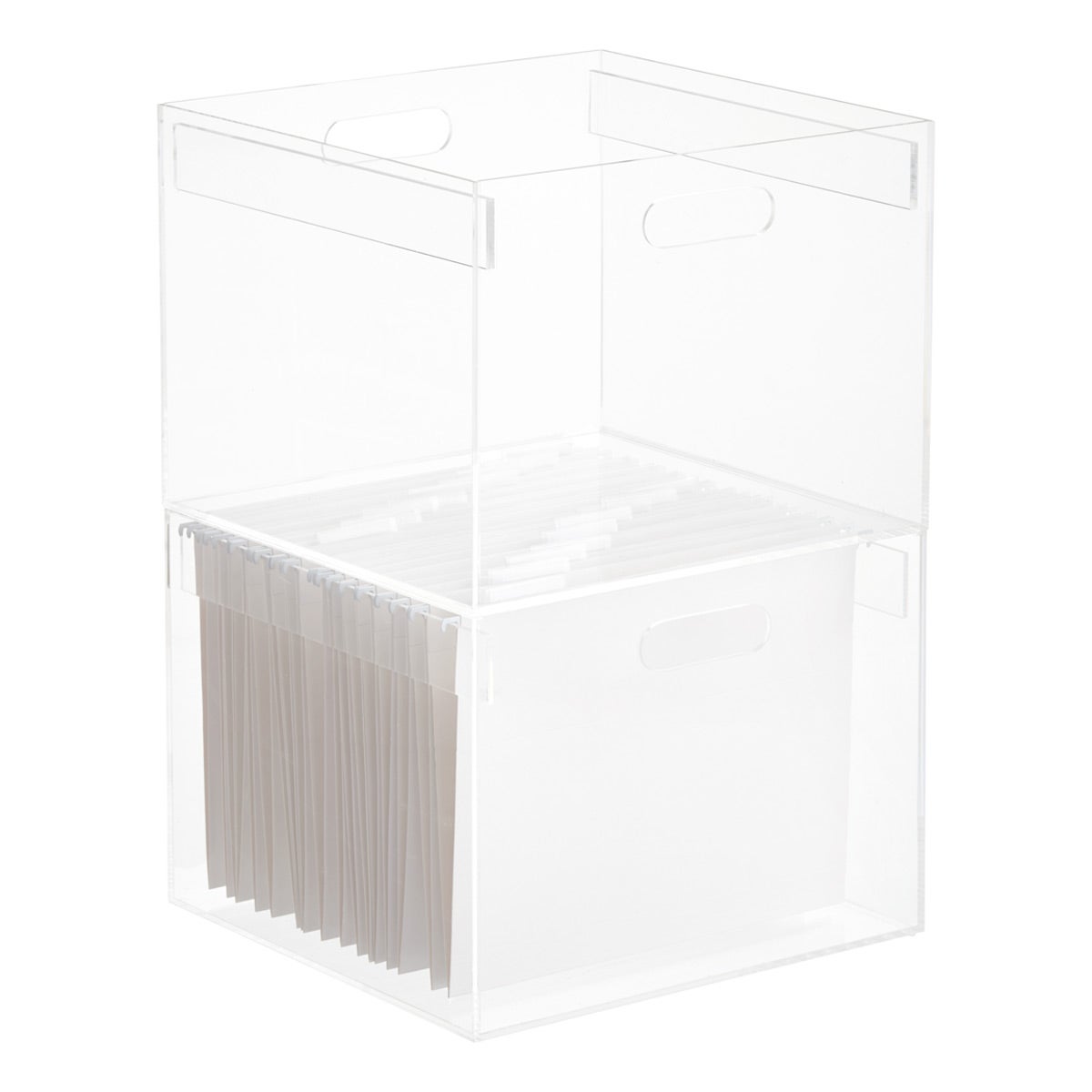 Stacking Acrylic Hanging File Box The Container Store