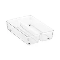 iDESIGN Linus Small 2-Section Drawer Organizer Clear
