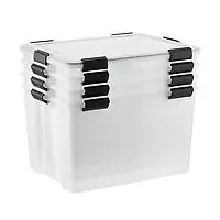 Case of 4 74 qt. Weathertight Totes Clear