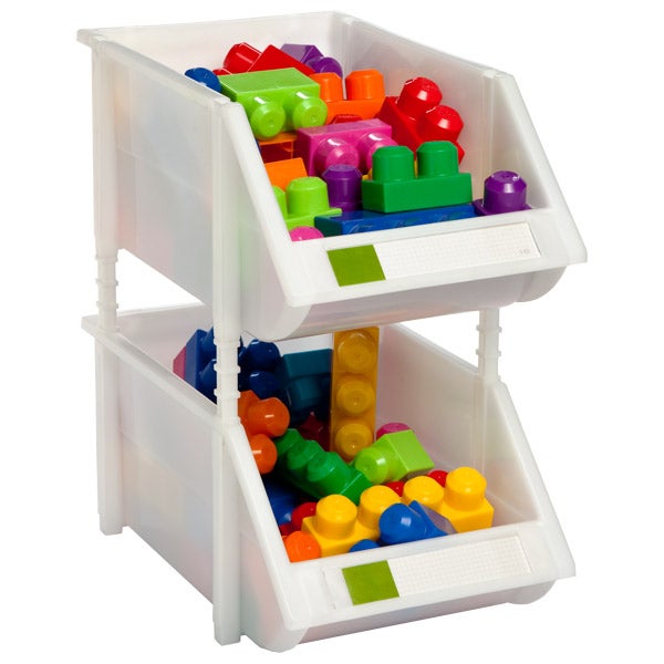 Stacking Bin White Stackable Bins With Label Holder The Stacking Bins