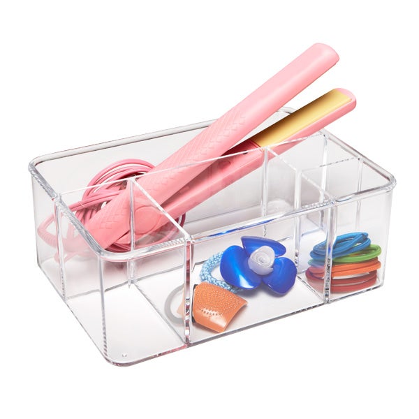 The Container Store Luxe Acrylic Hair Care Organizer Clear, 10 x 7 x 4 H