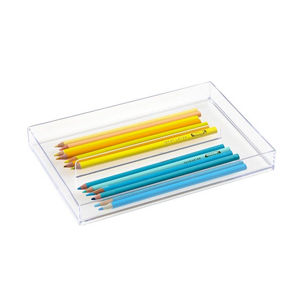 Like It Sectioned Drawer Dividers The Container Like It Shallow Large 2 Section Drawer Divider Clear