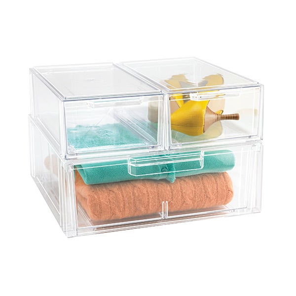 clear stackable drawers container store