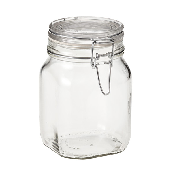 Square Glass Jars Hinge Lid Rubber Gasket Kitchen Storage Small Canister Jars 