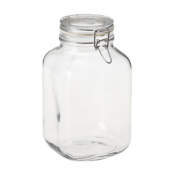 Clear Glass Jar with Latching Lid 3" tall Set of Three 3 1.5" wide 