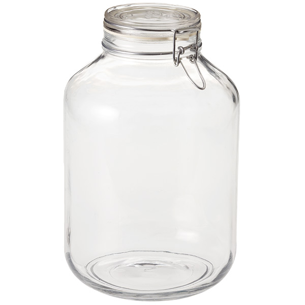 large glass jars with cork lids