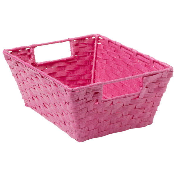Paper Rope Bin with Handles Pink