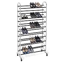 10-Tier Rolling Shoe Rack Chrome