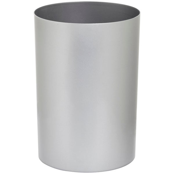 Silver Metallic Large Cylinder Trash Can The Container Large Cylinder Can