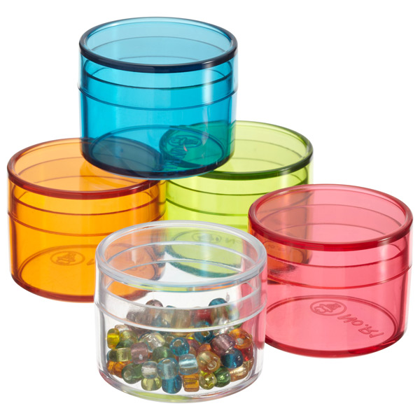 4 Empty Round Plastic Container Dollhouse Miniature Food Removable lid Display