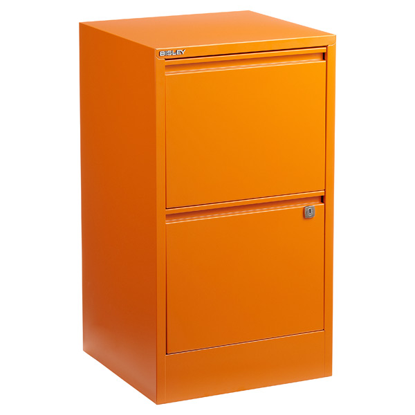 Bisley Orange 2 3 Drawer Locking Filing Cabinets The