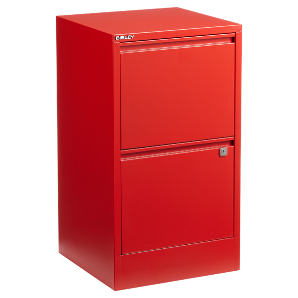 Bisley Red 2 3 Drawer Locking Filing Cabinets The Container Store