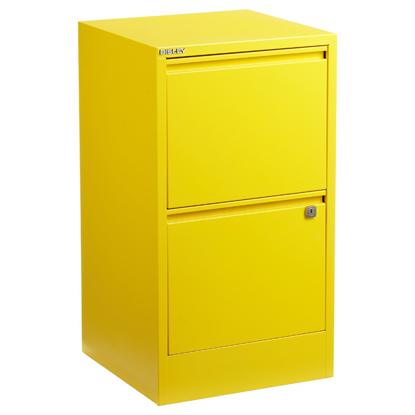 Bisley Yellow 2 3 Drawer Locking Filing Cabinets The