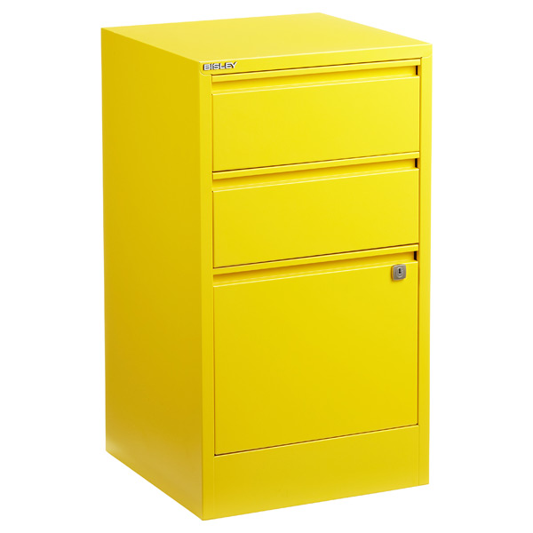 Bisley Yellow 2 3 Drawer Locking Filing Cabinets The