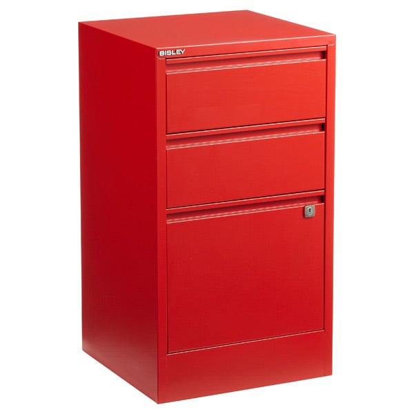 Bisley Red 2 3 Drawer Locking Filing Cabinets The Container Store