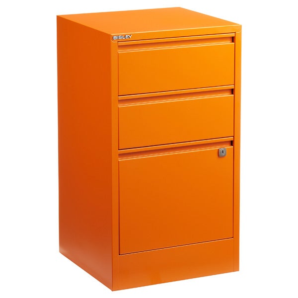 bisley orange 2- & 3-drawer locking filing cabinets