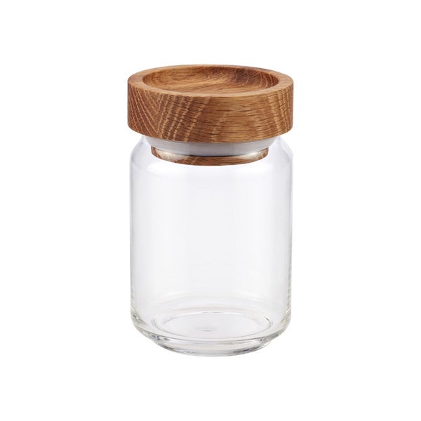 Artisan Glass Canisters With Oak Lids