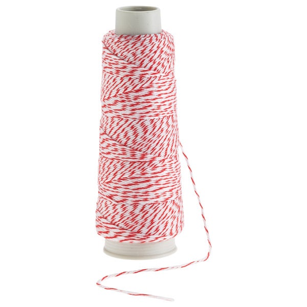 Bakers Twine Coton Rouge Et Blanc 100m - Ficelle Décorative Art Floral, Emballage Et Bricolage