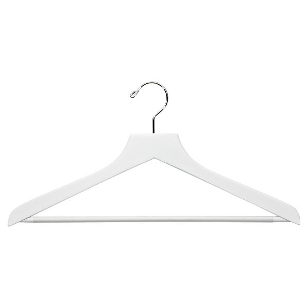 Basic White Wooden Hangers The Container Basic Shirt Hanger With Ribbed Bar White Pkg 6