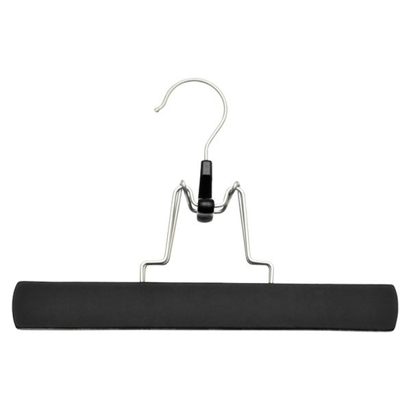 Black Soft Matte Wooden Trouser Clamp Skirt Hanger The Container Skirt Hanger Black Soft Matte Trouser Clamp