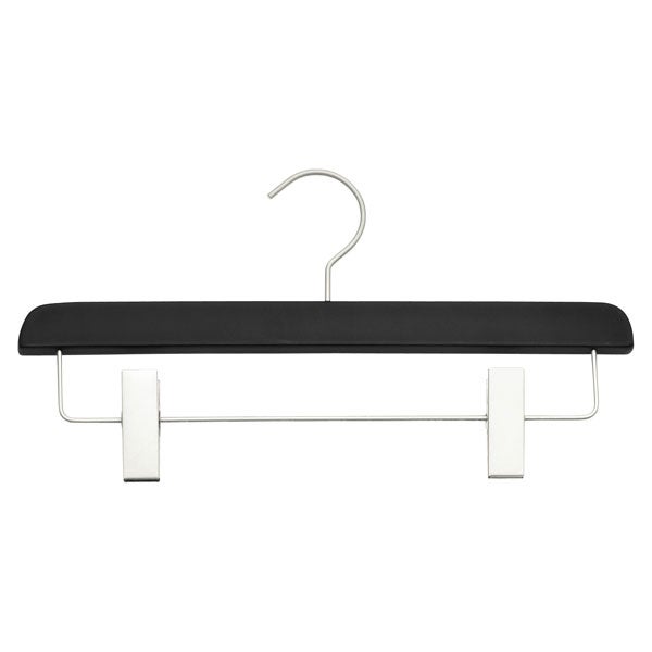 Black Soft Matte Wooden Trouser Clamp Skirt Hanger The Container Soft Matte Skirt Hanger Black