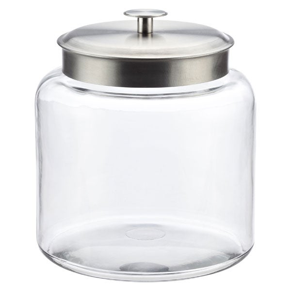Brushed Metal 1.5 Gallon Montana Glass Jar With Airtight Lid Large Capacity 