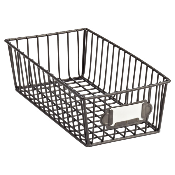 Stylish & Flexible Wire Basket Bathrooms and Other Rooms Matte Black mDesign Set of 2 Wire Storage Baskets Multi-Purpose Metal Basket for Kitchens Compact Wire Bin with Handles 